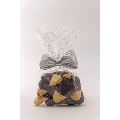 Italpak 50 stuks transparante zakjes met stippen voor levensmiddelen, koekjes, snoep, geschenken, polypropyleen, goud, 15 x 25 cm Italpak 50 stuks transparante zakjes met stippen voor levensmiddelen, koekjes, snoep, geschenken, polypropyleen, goud, 15 x 25 cm
