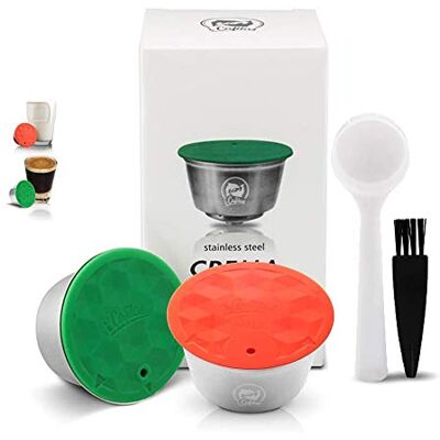 i Cafilas 1 herbruikbare Dolce Gusto koffiecapsule, met 1 navulbare melkpads, compatibel met Nescafé Dolce Gusto-machine + 1 lepel + 1 borstel, roestvrij staal i Cafilas 1 herbruikbare Dolce Gusto koffiecapsule, met 1 navulbare melkpads, compatibel met Nescafé Dolce Gusto-machine + 1 lepel + 1 borstel, roestvrij staal
