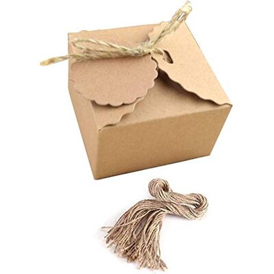 Eterspr 50 stuks geschenkdozen van kraftpapier met bruin henneptouw – voor koekjes, snoep, geschenkverpakking, verjaardagsfeest Eterspr 50 stuks geschenkdozen van kraftpapier met bruin henneptouw – voor koekjes, snoep, geschenkverpakking, verjaardagsfeest
