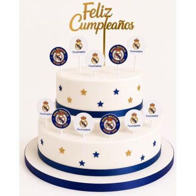 EuroFiestas Set van 13 Real Madrid taart- en cupcake-decoraties EuroFiestas Set van 13 Real Madrid taart- en cupcake-decoraties