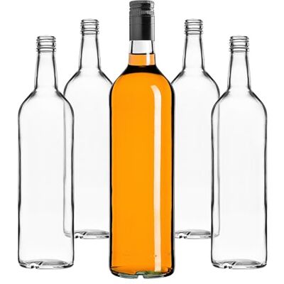 KADAX 20 stuks glazen flessen van 1 liter met zwarte schroefdop, lange lege melkflessen om te vullen voor sap, melk, smoothies en siroop, navulbare glazen flessen KADAX 20 stuks glazen flessen van 1 liter met zwarte schroefdop, lange lege melkflessen om te vullen voor sap, melk, smoothies en siroop, navulbare glazen flessen