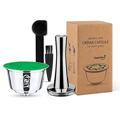 i Cafilas Herbruikbare navulbare koffiecapsules voor Dolce Gusto, roestvrijstalen filtercapsule voor zachte smaak, herbruikbaar filter + koffie tamper + lepel + borstel i Cafilas Herbruikbare navulbare koffiecapsules voor Dolce Gusto, roestvrijstalen filtercapsule voor zachte smaak, herbruikbaar filter + koffie tamper + lepel + borstel
