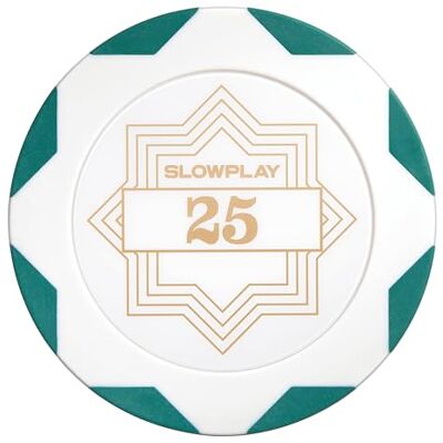 SLOWPLAY Nash Pokerchips van dikke klei, White Gold Edition, 14 g, grote 40 mm losse chips, 50 stuks SLOWPLAY Nash Pokerchips van dikke klei, White Gold Edition, 14 g, grote 40 mm losse chips, 50 stuks
