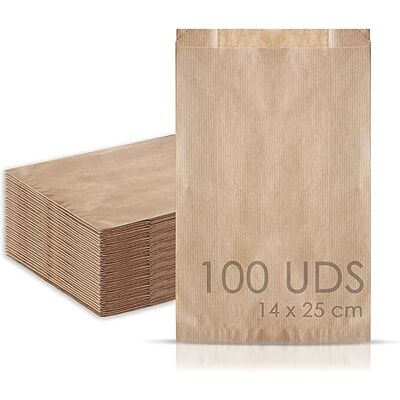 MAMAPAS 100 zakjes van kraftpapier 14 x 25 cm voor brood, communie, snoep, geschenken, bakkerij, snacks MAMAPAS 100 zakjes van kraftpapier 14 x 25 cm voor brood, communie, snoep, geschenken, bakkerij, snacks