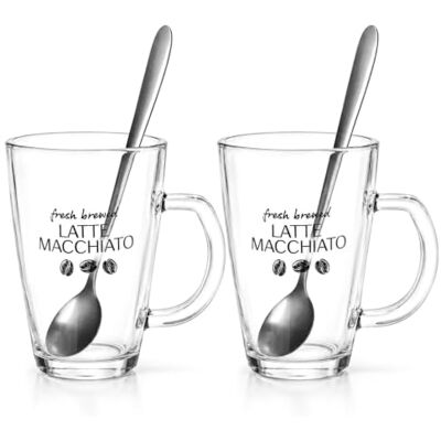 com-four ® 2x latte macchiatoglas latte macchiatoglazen met lepels koffieglazen met handgrepen drinkglazen voor thee, koffie, cacao Avec inscription pour café, cappuccino, café au lait, cacao et thé remplissage recommandé 285 ml com-four ® 2x latte macchiatoglas latte macchiatoglazen met lepels koffieglazen met handgrepen drinkglazen voor thee, koffie, cacao Avec inscription pour café, cappuccino, café au lait, cacao et thé remplissage recommandé 285 ml