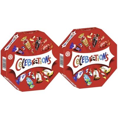 Celebrations 2 x 269 g geschenkdozen voor verjaardag, Kerstmis, koekjes met melkchocolade Mars Snickers Twix Bounty Milky Way Galaxy Caramel Maltesers Teasers Celebrations 2 x 269 g geschenkdozen voor verjaardag, Kerstmis, koekjes met melkchocolade Mars Snickers Twix Bounty Milky Way Galaxy Caramel Maltesers Teasers