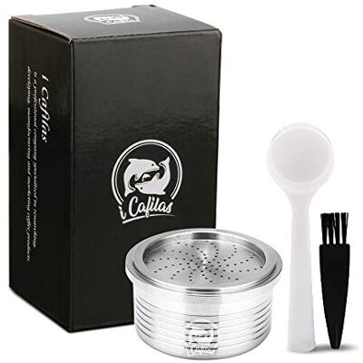i Cafilas Herbruikbare koffiecapsules voor Lavazza Espresso Point, Lavazza Blue koffiepolitie van roestvrij staal met 1 lepel en 1 borstel i Cafilas Herbruikbare koffiecapsules voor Lavazza Espresso Point, Lavazza Blue koffiepolitie van roestvrij staal met 1 lepel en 1 borstel