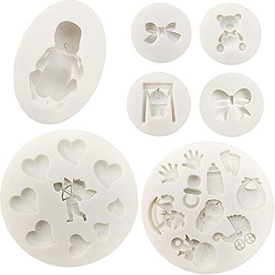 VEINARDYL 7 Pcs Fondant Siliconen Mallen, 3D Slapen Baby Thema Suiker Craft Cake Decoratie Cupcake Topper Crafting Projecten Gom Pasta Hars Polymeer Klei Mold VEINARDYL 7 Pcs Fondant Siliconen Mallen, 3D Slapen Baby Thema Suiker Craft Cake Decoratie Cupcake Topper Crafting Projecten Gom Pasta Hars Polymeer Klei Mold