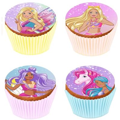 KARDASIS 12 stuks Barbie cupcake-decoraties 5,3 cm 12 stuks Barbie eetbare cupcake-toppers voor cupcakes, taartdecoraties, 5,3 cm KARDASIS 12 stuks Barbie cupcake-decoraties 5,3 cm 12 stuks Barbie eetbare cupcake-toppers voor cupcakes, taartdecoraties, 5,3 cm