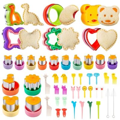 CIMOYBAI 48 Koekjessnijder, Brood en Groentebeker voor kinderen, broodsnijset voor kinderen, sandwich, sushi, fruit, cake, Bento koekjes, accessoires CIMOYBAI 48 Koekjessnijder, Brood en Groentebeker voor kinderen, broodsnijset voor kinderen, sandwich, sushi, fruit, cake, Bento koekjes, accessoires