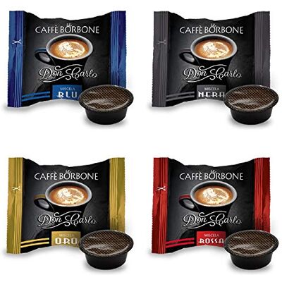CAFFÈ BORBONE 4 x 50 stuks koffiecapsules Borbone Don Carlo, 50 stuks per soort zwart, blauw, rood, goud, compatibel met A Modo Mio CAFFÈ BORBONE 4 x 50 stuks koffiecapsules Borbone Don Carlo, 50 stuks per soort zwart, blauw, rood, goud, compatibel met A Modo Mio