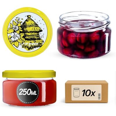 KADAX 10 kleine jampotten met deksel, 250 ml, jampotten, inmaakpotten, inmaakpotten, jampotten, cadeaupotten voor honing, specerijen, bijenkorf KADAX 10 kleine jampotten met deksel, 250 ml, jampotten, inmaakpotten, inmaakpotten, jampotten, cadeaupotten voor honing, specerijen, bijenkorf