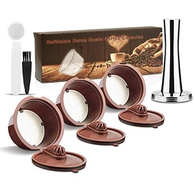 i Cafilas Herbruikbare en navulbare koffiecapsules van staal voor Dolce Gusto meer schuim (koffiecapsules en pers) i Cafilas Herbruikbare en navulbare koffiecapsules van staal voor Dolce Gusto meer schuim (koffiecapsules en pers)
