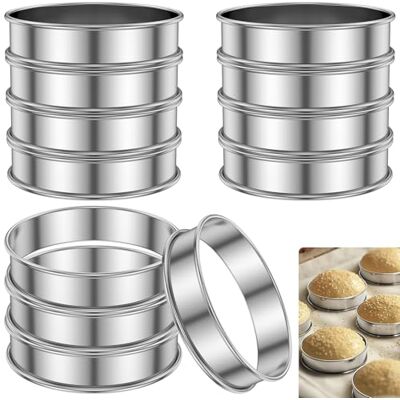 Guniata 12 stuks 304 roestvrijstalen crumpetringen voor cake, muffins, pannenkoeken, eieren, muffins (10 cm) Guniata 12 stuks 304 roestvrijstalen crumpetringen voor cake, muffins, pannenkoeken, eieren, muffins (10 cm)