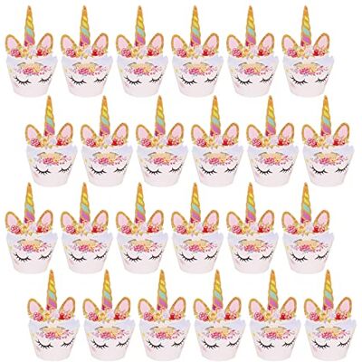 Lahviuu Eenhoorn-cupcake-toppers en wrappers, 24 stuks taarttoppers, taartdecoraties, eenhoorn voor het versieren van taart, verjaardag, voor kinderen, verjaardag, babyshower, verjaardagsfeestje Lahviuu Eenhoorn-cupcake-toppers en wrappers, 24 stuks taarttoppers, taartdecoraties, eenhoorn voor het versieren van taart, verjaardag, voor kinderen, verjaardag, babyshower, verjaardagsfeestje