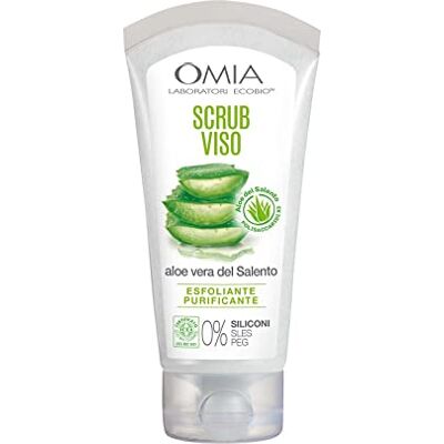 Omia , Eco Bio gezichtspeeling met aloë vera du Salento, peeling-behandeling, voor normale en gemengde huid, siliconenvrij, dermatologisch getest, fles van 75 ml Omia , Eco Bio gezichtspeeling met aloë vera du Salento, peeling-behandeling, voor normale en gemengde huid, siliconenvrij, dermatologisch getest, fles van 75 ml