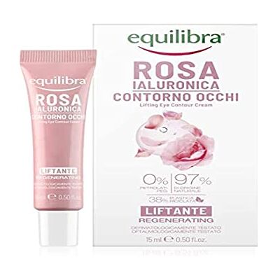 Equilibra Gezicht hyaluronroos, liftant, oogcontour serum op basis van damas-extract, hyaluronzuur, werkzame stof van sesamo en microalgen, lifting-effect, 15 ml Equilibra Gezicht hyaluronroos, liftant, oogcontour serum op basis van damas-extract, hyaluronzuur, werkzame stof van sesamo en microalgen, lifting-effect, 15 ml