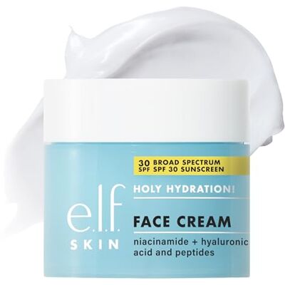 e.l.f. Holy Hydration gezichtscrème, breedspectrum SPF 30 zonnebrandcrème, zachte en soepele huid, snelle absorptie, intensieve hydratatie, 50 ml e.l.f. Holy Hydration gezichtscrème, breedspectrum SPF 30 zonnebrandcrème, zachte en soepele huid, snelle absorptie, intensieve hydratatie, 50 ml