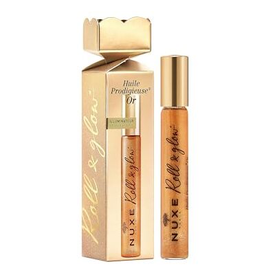 Nuxe Prodigieuse Gold Roll & Glow Cracker Kerst olie (8 ml) glinsterende droge olie voor gezicht, lichaam en decolleté mini-gezichtsolie in reisformaat cadeauset voor de huid Nuxe Prodigieuse Gold Roll & Glow Cracker Kerst olie (8 ml) glinsterende droge olie voor gezicht, lichaam en decolleté mini-gezichtsolie in reisformaat cadeauset voor de huid