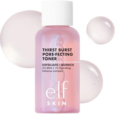 e.l.f. Thirst Burst Pore-fecting mini-tonic, hydraterende gezichtsscrub, maakt de teint, herstelt het volume en verstevigt de poriën, doordrenkt met salicylzuur, veganistisch en gecertificeerd zonder e.l.f. Thirst Burst Pore-fecting mini-tonic, hydraterende gezichtsscrub, maakt de teint, herstelt het volume en verstevigt de poriën, doordrenkt met salicylzuur, veganistisch en gecertificeerd zonder