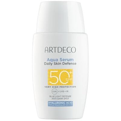 Artdeco Aqua Serum Daily Skin Defense SPF50+, ultralichte zonnevloeistof voor het gezicht met hyaluronzuur en niacinamide, waterdicht, onzichtbare afwerking, 1 x 40 ml Artdeco Aqua Serum Daily Skin Defense SPF50+, ultralichte zonnevloeistof voor het gezicht met hyaluronzuur en niacinamide, waterdicht, onzichtbare afwerking, 1 x 40 ml