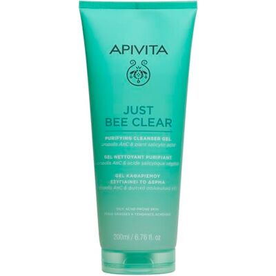 Apivita Just Bee Clear Zuiverende reinigingsgel voor de vette huid, met acne-neiging en onzuiverheden, 200 ml, gezichtsreiniging met gepatenteerde propolis Amc en plantaardig salicylzuur Apivita Just Bee Clear Zuiverende reinigingsgel voor de vette huid, met acne-neiging en onzuiverheden, 200 ml, gezichtsreiniging met gepatenteerde propolis Amc en plantaardig salicylzuur