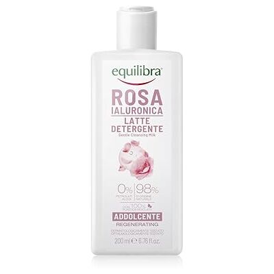 Equilibra , Hyaluronroze reinigingsmelk, gezichtsreinigingsmelk, gevoelige huid, met rozenextract, middelhoog gewicht, zoete amandelolie, kamille-extract, 200 ml Equilibra , Hyaluronroze reinigingsmelk, gezichtsreinigingsmelk, gevoelige huid, met rozenextract, middelhoog gewicht, zoete amandelolie, kamille-extract, 200 ml