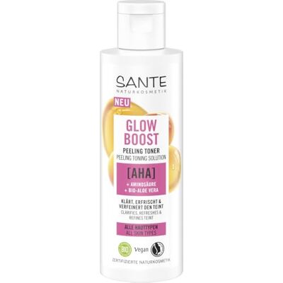 Sante Naturkosmetik Glow Boost Peeling Toner, zuiverende gezichtsreiniger met AHA, aminozuren en biologische aloë vera, veganistische tonic voor een verzorgde en verfrissende huid, 125 ml Sante Naturkosmetik Glow Boost Peeling Toner, zuiverende gezichtsreiniger met AHA, aminozuren en biologische aloë vera, veganistische tonic voor een verzorgde en verfrissende huid, 125 ml