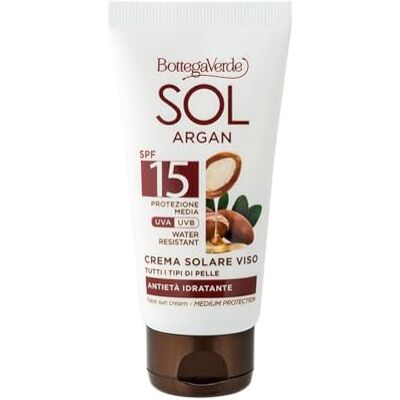 Bottega Verde SOL Argan Gezichtscrème Anti-aging hydraterend SPF15 gemiddelde bescherming (50 ml) Alle huidtypes Bottega Verde SOL Argan Gezichtscrème Anti-aging hydraterend SPF15 gemiddelde bescherming (50 ml) Alle huidtypes