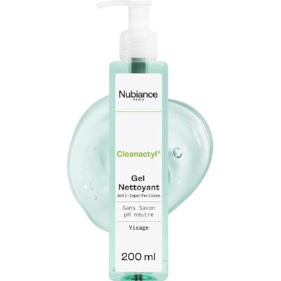 Nubiance Cleanactyl® Gezichtsreinigingsgel tegen onzuiverheden, 200 ml, zonder zeep, voor gemengde tot vette huid, vermindert overtollig talg en acne, zachte reiniging, pH-neutraal, stralende teint Nubiance Cleanactyl® Gezichtsreinigingsgel tegen onzuiverheden, 200 ml, zonder zeep, voor gemengde tot vette huid, vermindert overtollig talg en acne, zachte reiniging, pH-neutraal, stralende teint