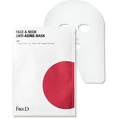 FaceD Face D Anti-aging masker voor gezicht en hals, met hyaluronzuur, hydraterend, monoos FaceD Face D Anti-aging masker voor gezicht en hals, met hyaluronzuur, hydraterend, monoos