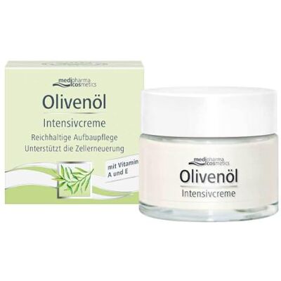 Medipharma Cosmetics Olivenol Intensive Cream Anti-rimpel gezichtscrème met pure retinol 50 ml hydraterende, verstevigende, anti-aging en regenererende behandeling voor de gedroogde huid met olijfolie en vitamine E Medipharma Cosmetics Olivenol Intensive Cream Anti-rimpel gezichtscrème met pure retinol 50 ml hydraterende, verstevigende, anti-aging en regenererende behandeling voor de gedroogde huid met olijfolie en vitamine E