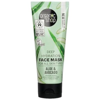 Organic Shop Diep hydraterend gezichtsmasker voor alle huidtypes, avocado en aloë vera (75 ml) Organic Shop Diep hydraterend gezichtsmasker voor alle huidtypes, avocado en aloë vera (75 ml)