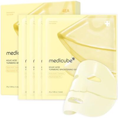 medicube gelmasker met kojiczuur en kurkuma, 4 stuks medicube gelmasker met kojiczuur en kurkuma, 4 stuks