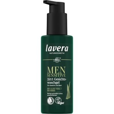 lavera Men Sensitiv 2-in-1 gezichtsreinigingsgel, hydraterend, reiniging zonder uitdrogen, voor de gevoelige huid, veganistisch, natuurlijke cosmetica, 150 ml lavera Men Sensitiv 2-in-1 gezichtsreinigingsgel, hydraterend, reiniging zonder uitdrogen, voor de gevoelige huid, veganistisch, natuurlijke cosmetica, 150 ml