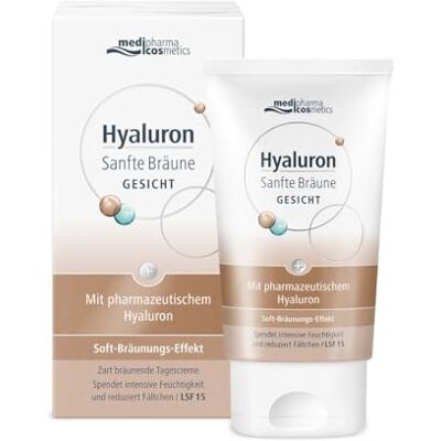 Medipharma Cosmetics HYALURON Zachte gezichtsverzorging, 50 ml, zachte en natuurlijke zomerbruining, hydrateert intensief en vermindert fijne lijntjes, natuurlijke bruining zonder vlekken en strepen Medipharma Cosmetics HYALURON Zachte gezichtsverzorging, 50 ml, zachte en natuurlijke zomerbruining, hydrateert intensief en vermindert fijne lijntjes, natuurlijke bruining zonder vlekken en strepen
