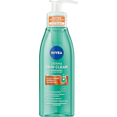 NIVEA Derma Skin Clear Wasgel, zichtbaar verbeterde teint, effectieve gezichtsreiniging voor onzuivere huid met salicylzuur en niacinamide (150 ml) NIVEA Derma Skin Clear Wasgel, zichtbaar verbeterde teint, effectieve gezichtsreiniging voor onzuivere huid met salicylzuur en niacinamide (150 ml)