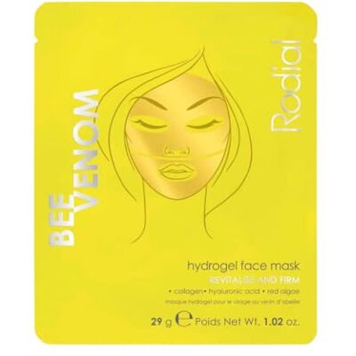 Rodial Bee Venom Hydrogelmasker voor het gezicht, premium gouden gelei-masker voor alle huidtypes, plumping, glad, verjongend, ethisch bijenbron, drievoudig Rodial Bee Venom Hydrogelmasker voor het gezicht, premium gouden gelei-masker voor alle huidtypes, plumping, glad, verjongend, ethisch bijenbron, drievoudig