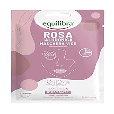Equilibra Gezicht, hyaluronroos, hydraterend gezichtsmasker, 100% natuurlijk weefsel, hydraterende werking met gefermend rozenwater, hyaluronzuur, avocado-olie en sheaolie, monoblikje Equilibra Gezicht, hyaluronroos, hydraterend gezichtsmasker, 100% natuurlijk weefsel, hydraterende werking met gefermend rozenwater, hyaluronzuur, avocado-olie en sheaolie, monoblikje