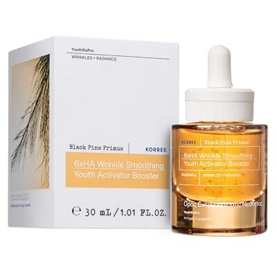 KORRES Black Pine Primus 6 lagen hyaluronzuur voor het gladmaken van rimpels, anti-aging serum voor een jeugdige huid, siliconenvrij en parabenenvrij, veganistisch, 30 ml KORRES Black Pine Primus 6 lagen hyaluronzuur voor het gladmaken van rimpels, anti-aging serum voor een jeugdige huid, siliconenvrij en parabenenvrij, veganistisch, 30 ml