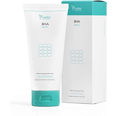 colibri cosmetics Colibri Skincare BHA Mask (150 ml) Zuiverend masker met salicylzuur, actieve kool en zeezout om de gezichtshuid te zuiveren en de poriën grondig te reinigen. Voor dames en heren. colibri cosmetics Colibri Skincare BHA Mask (150 ml) Zuiverend masker met salicylzuur, actieve kool en zeezout om de gezichtshuid te zuiveren en de poriën grondig te reinigen. Voor dames en heren.