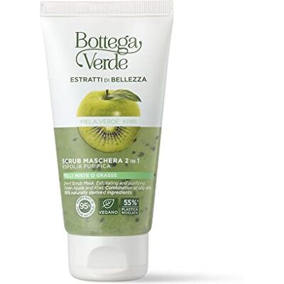 Bottega Verde Schoonheidsextracten scrub 2-in-1 masker groene appel en kiwi peeling zuivert gemengde of vette huid (75 ml) Bottega Verde Schoonheidsextracten scrub 2-in-1 masker groene appel en kiwi peeling zuivert gemengde of vette huid (75 ml)