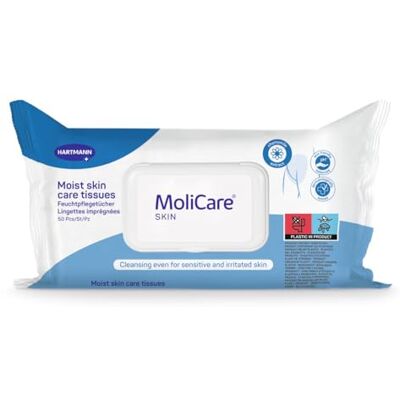 Molicare Skin Geïmpregneerde doekjes voor elke gelegenheid – verrijkt met kamille – pH-huidneutraal – zak met 50 stuks Molicare Skin Geïmpregneerde doekjes voor elke gelegenheid – verrijkt met kamille – pH-huidneutraal – zak met 50 stuks