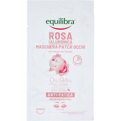 Equilibra , Oogpleister, anti-vermoeidheidswerking tegen donkere kringen en zakken, 2 pleisters, met damascus-rozenextract, hoog hyaluronzuur, gemiddeld en laag gewicht, cafeïne en extract Equilibra , Oogpleister, anti-vermoeidheidswerking tegen donkere kringen en zakken, 2 pleisters, met damascus-rozenextract, hoog hyaluronzuur, gemiddeld en laag gewicht, cafeïne en extract