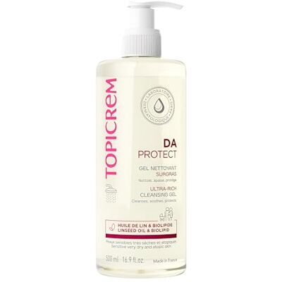 Topicrem DA PROTECT Survette Reinigingsgel Reinigt, Kalmeert, Beschermt Douchegel voor Gevoelige, Droge, Atopische Huid, Baby's, Kinderen en Volwassenen Gemaakt in Frankrijk 500 ml Topicrem DA PROTECT Survette Reinigingsgel Reinigt, Kalmeert, Beschermt Douchegel voor Gevoelige, Droge, Atopische Huid, Baby's, Kinderen en Volwassenen Gemaakt in Frankrijk 500 ml