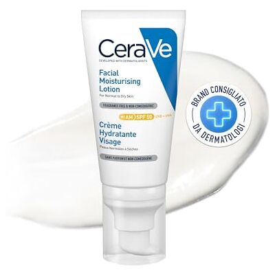 CeraVe Hydraterende gezichtscrème SPF50 Dagcrème met UVB + UVA-bescherming, met hyaluronzuur, ceramide, niacinamide, vitamine E, voor normale tot droge huid, 52 ml CeraVe Hydraterende gezichtscrème SPF50 Dagcrème met UVB + UVA-bescherming, met hyaluronzuur, ceramide, niacinamide, vitamine E, voor normale tot droge huid, 52 ml