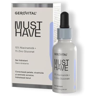 GEROVITAL Must Have Hydraterend gezichtsserum met 10% niacinamide en 1% zinkgluconaat, vermindert oneffenheden, poriën en tekenen van acne, een stralende en gehydrateerde huid, 30 ml GEROVITAL Must Have Hydraterend gezichtsserum met 10% niacinamide en 1% zinkgluconaat, vermindert oneffenheden, poriën en tekenen van acne, een stralende en gehydrateerde huid, 30 ml