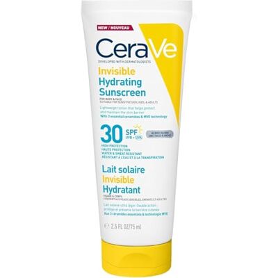 CeraVe Onzichtbare hydraterende beschermende lotion SPF 30 geschikt voor gezicht, lichaam en alle huidtypes, met 3 essentiële ceramiden, 75 ml CeraVe Onzichtbare hydraterende beschermende lotion SPF 30 geschikt voor gezicht, lichaam en alle huidtypes, met 3 essentiële ceramiden, 75 ml