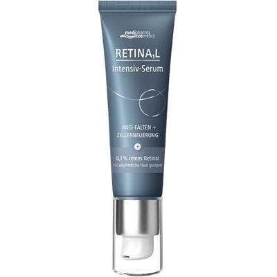 Medipharma Cosmetics Intensief retinaal serum met 0,1% zuiver netvlies, anti-aging verzorging, vermindert rimpels en verstevigt de huid, reguleert pigmentatie- en ouderdomsvlekken, serum voor gevorderde gebruikers Medipharma Cosmetics Intensief retinaal serum met 0,1% zuiver netvlies, anti-aging verzorging, vermindert rimpels en verstevigt de huid, reguleert pigmentatie- en ouderdomsvlekken, serum voor gevorderde gebruikers