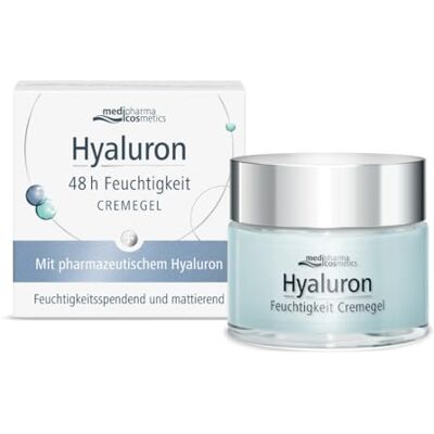 Medipharma Cosmetics Hydraterende crèmegel met hyaluronzuur 48 uur, verfrist de huid, licht en verfrissend, verfijnt de poriën en matteert Medipharma Cosmetics Hydraterende crèmegel met hyaluronzuur 48 uur, verfrist de huid, licht en verfrissend, verfijnt de poriën en matteert
